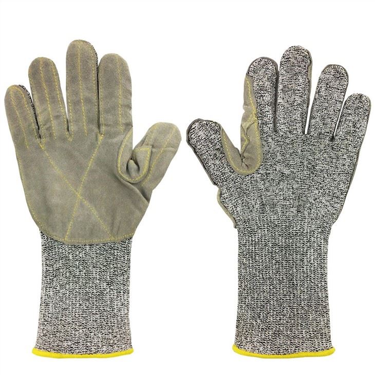 Heavy Duty Palm Leather HPPE Anti Cut Work Glove